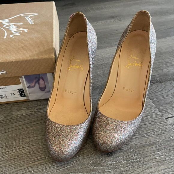 CHRISTIAN LOUBOUTIN Multicolor Glitter Mini Ron Ron 100 Size 36 - Picture 3 of 13